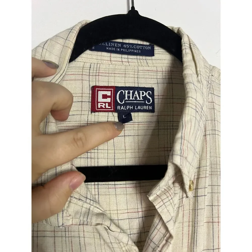 Chaps Ralph Lauren Shirt Men's Linen Blend Size Large